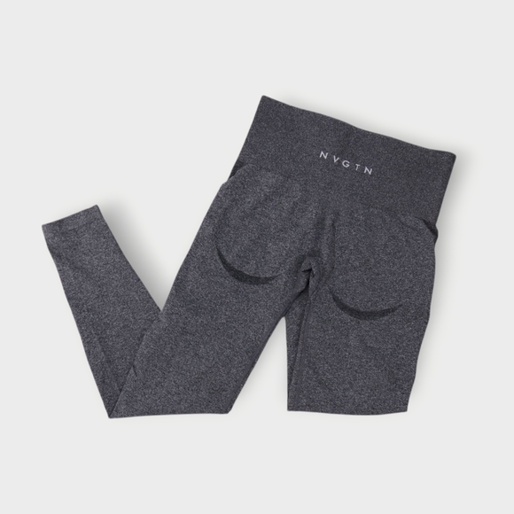 NVGTN Heather Charcoal Gray Seamless Athletic Workout Leggings Size Small - Picture 1 of 5